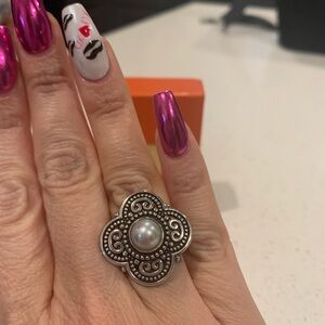 James Avery Silver Ring with Pearl Accent